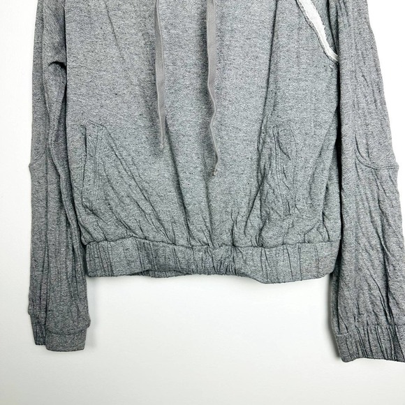 Free People Pre-Loved Kimmie Hoodie Drawstring Pullover Sweatshirt Gray Sz Small - Picture 9 of 11